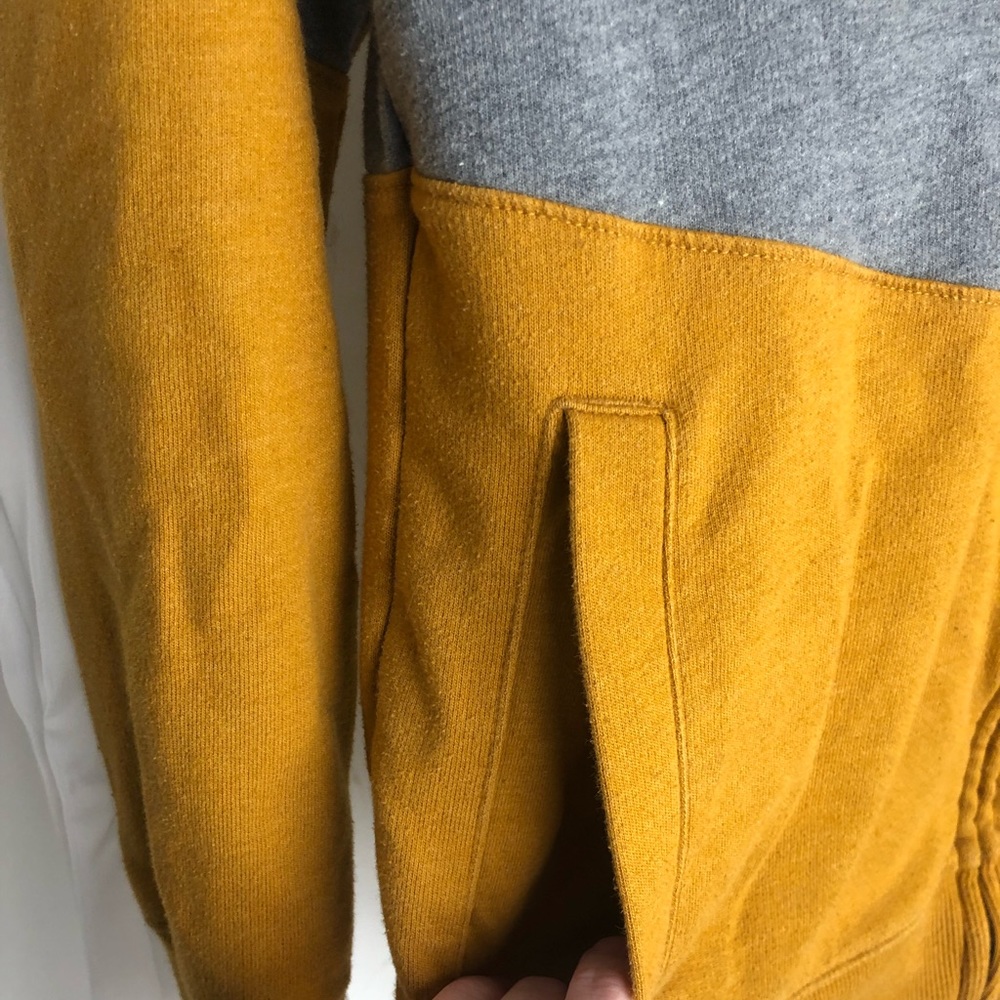 Cat & Jack Kids XL Color block Blue, gray, mustard yellow hooded sweatshirt - Picture 3 of 7